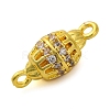 Brass Micro Pave Clear Cubic Zirconia Hollow Oval Connector Charms KK-A230-05A-G-2