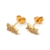 Rack Plating Brass Micro Pave Cubic Zirconia Stud Earrings EJEW-P221-04G-1