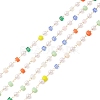 Faceted Cube Glass & ABS Plastic Imitation Pearl Beaded Chains CHS-G026-02KCG-03-1-1