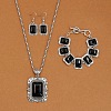 Rectangle Alloy with Synthetic Turquoise Pendant Necklaces & Dangle Earrings & Link Bracelets Sets WGD1135-13-1
