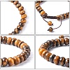 Adjustable Natural Tiger Eye Braided Bead Bracelets BJEW-F369-A06-4