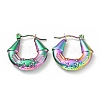 Ion Plating(IP) Rainbow Color 304 Stainless Steel Twist Teardrop with Cross Hoop Earrings for Women EJEW-G293-09M-1