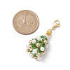 Christmas Tree Glass & Shell Pearl Pendant Decorations HJEW-TA00182-01-3