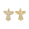 Brass Micro Pave Clear Cubic Zirconia Connector Charms KK-E068-VB266-2