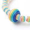 Stripe Resin Rondelle Beads Stretch Bracelets for Parent and Kid BJEW-JB06635-10