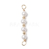 Round Shell Pearl Beaded Connector Charms PALLOY-JF03704-1