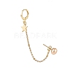 Natural Pearl Brass Crawler Ear Studs Chains EJEW-JE04566-03-1