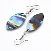 Abalone Shell/Paua Shell Dangle Earrings EJEW-F147-E10-2