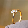 Real 18K Gold Plated Brass Cubic Zirconia Cuff Rings RJEW-EE0001-024C-3