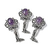 Angel Brass Natural Amethyst Pendants KK-D361-02AS-27-1