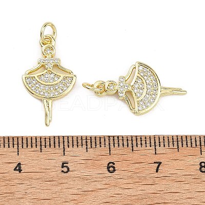 Brass Micro Pave Clear Cubic Zirconia Pendants KK-B177-06G-1