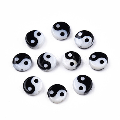Natural Freshwater Shell Printed Beads SHEL-N026-207B-01-1