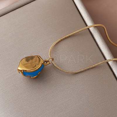 Vintage European 304 Stainless Steel Half Oval Pendant Necklaces for Women PK1289-1
