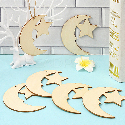 Unfinished Blank MDF Pendants Set for Painting Arts WOOD-WH20008-13J-1