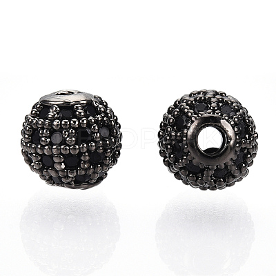 Rack Plating Brass Cubic Zirconia Beads ZIRC-S001-6mm-B04-1