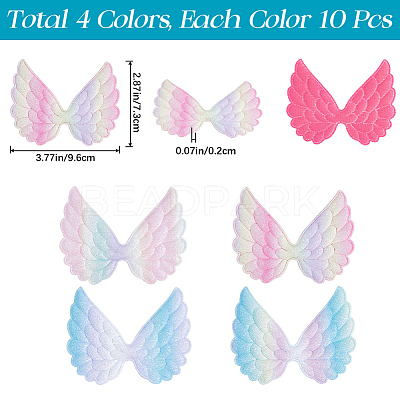 40Pcs 4 Colors Angel Wing Shape Sew on Patches Applique FIND-GF0005-44-1