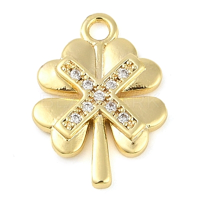 Cross Theme Real 18K Gold Plated Brass Micro Pave Clear Cubic Zirconia Pendants KK-L219-06G-01-1