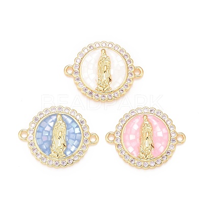 Brass Clear Cubic Zirconia Connector Charms KK-A161-05G-1