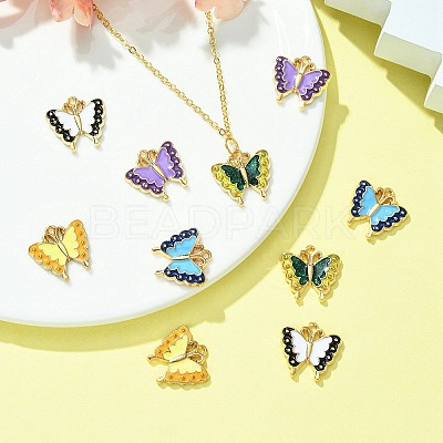 10Pcs 5 Colors Alloy Enamel Pendants ENAM-YW0003-78-1