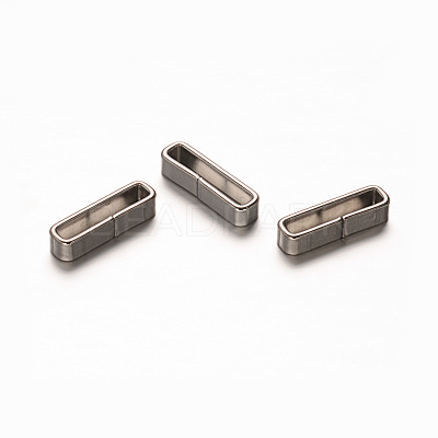 Tarnish Resistant Rectangle 201 Stainless Steel Slide Charms STAS-D111-04-1