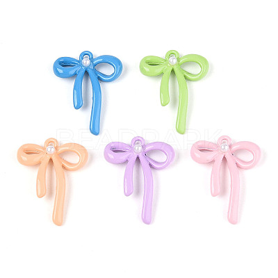 Rack Plating Spray Painted  Alloy and ABS Imitation Pearl Pendants X-PALLOY-T090-44-1