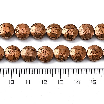 Electroplated Natural Lava Rock Beads Strands G-A256-F01-01D-1