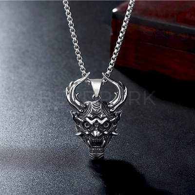 Stainless Steel Evil Skull Pendant Necklace SKUL-PW0001-134-1