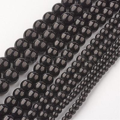 Black Stone Beads Strands G-I088-M-1