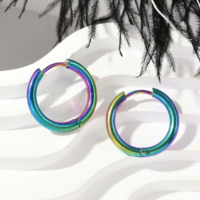 202 Stainless Steel Huggie Hoop Earrings EJEW-F111A-18mm-RC-1