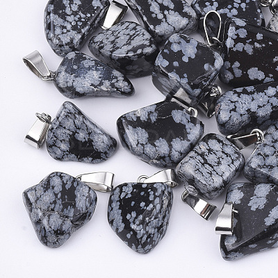 Natural Snowflake Obsidian Pendants G-Q996-01-1