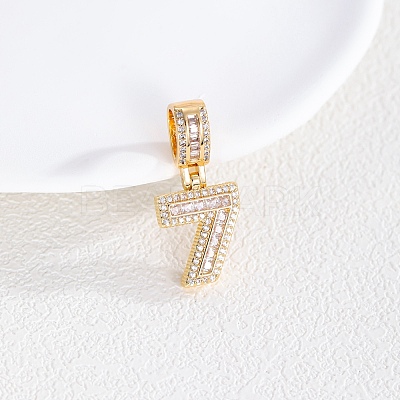 Brass Clear Cubic Zirconia European Dangle Charms KK-R003-01G-07-1