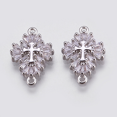 Brass Micro Pave Cubic Zirconia Links ZIRC-E144-12-1