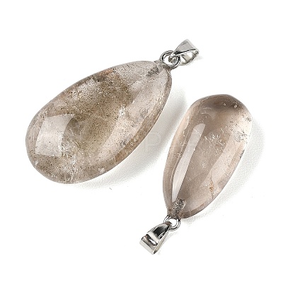 Natural White Lodolite Quartz/White Phantom Quartz Tumbled Stone Pendants GG-K002-06N-1
