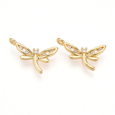 Brass Micro Pave Cubic Zirconia Charms KK-N261-74G-1