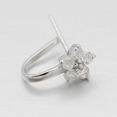 Anti-Tarnish Trendy Rhodium Plated 925 Sterling Silver Micro Pave Cubic Zirconia Pinch Bails STER-M081-072B-1