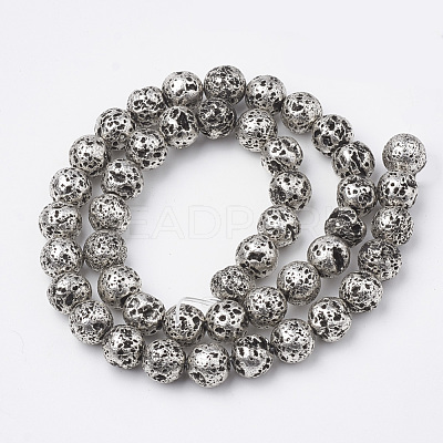 Electroplated Natural Lava Rock Beads Strands G-T098-01C-10-1