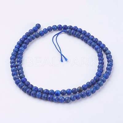 Dyed Natural Lapis Lazuli Round Beads Strands G-G735-06F-4mm-1