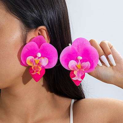 Flower Alloy Cloth Stud Earrings FS-WGD2E13-12-1