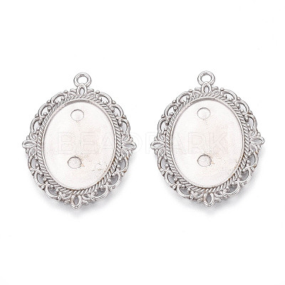 Non-Tarnish 304 Stainless Steel Pendant Cabochon Settings STAS-N114-02P-1