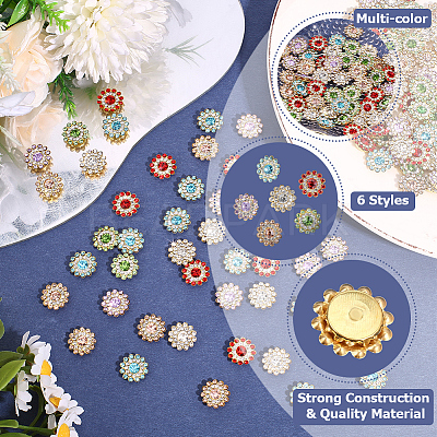 120Pcs 6 Colors Alloy Rhinestone Snap Buttons DIY-CY0002-30-1