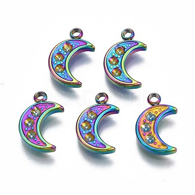 Rainbow Color 304 Stainless Steel Charms Rhinestone Settings STAS-S119-079-1