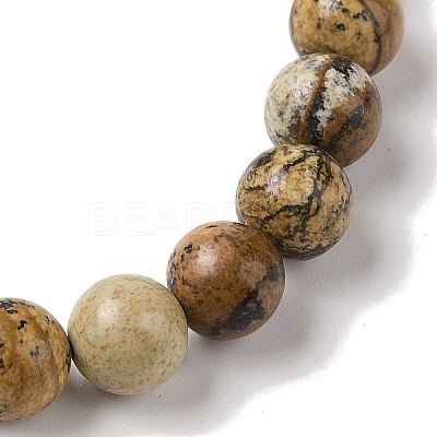 8mm Round Natural Picture Jasper Braided Bead Bracelets BJEW-C067-01B-28-1