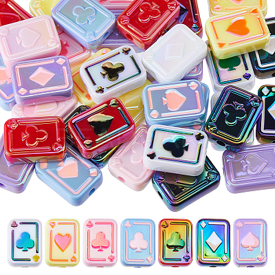 35Pcs 7 Colors UV Plating Rainbow Iridescent Acrylic Enamel Beads SACR-DC0001-20-1
