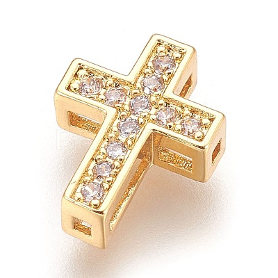Brass Micro Pave Cubic Zirconia Beads X-ZIRC-F088-027G-1