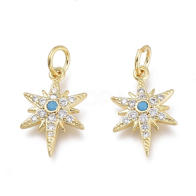 Brass Micro Pave Clear Cubic Zirconia Charms X-ZIRC-Q024-02G-1