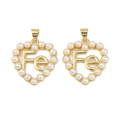 Brass & ABS Imitation Pearl Pendants KK-S526-19G-B-1