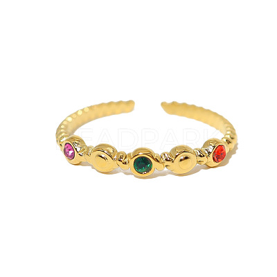 304 Stainless Steel Rhinestone Cuff Open Rings for Women WG1EF99-02-1