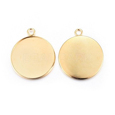 Rack Plating 304 Stainless Steel Pendant Cabochon Settings STAS-F191-14G-H-1