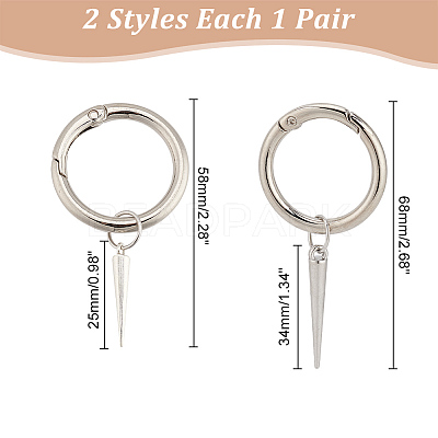 4Pcs 2 Styles Cone Spike Alloy Shoe Charms HJEW-AB00730-1