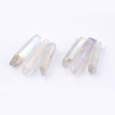 Electroplated Natural Quartz Crystal Graduated Beads Strands X-G-P315-A10-1